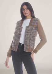 Members Only Women's Updated Tweed Varsity Jacket with Contrast Sleeve