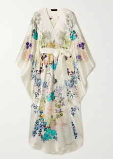 Meng Belted Floral-print Silk-satin Robe