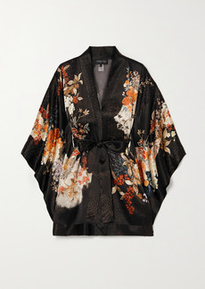 Meng Floral-print Silk-satin Robe