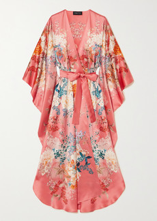 Meng Floral-print Silk-satin Robe