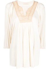 Mes Demoiselles embroidered crepe blouse