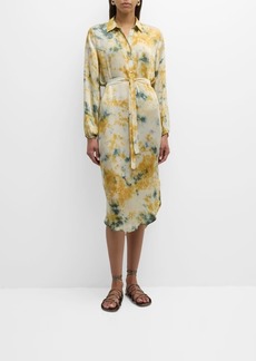 Mes Demoiselles Ilico Printed Self-Tie Midi Shirtdress