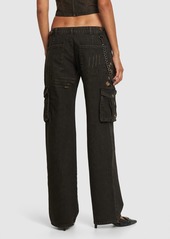 Miaou Elias Cotton Denim Low Rise Wide Pants