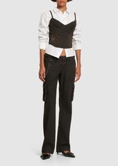 Miaou Elias Cotton Denim Low Rise Wide Pants