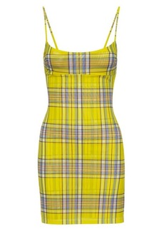 Miaou Anya Plaid Stretch Recycled Mesh Minidress in Dion Plaid at Nordstrom