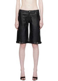 Miaou Black Clay Leather Shorts