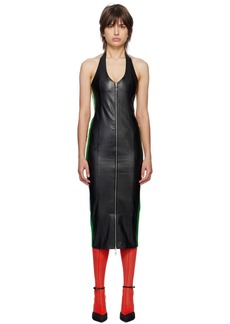 Miaou Black Hannah Jewett Edition Harlow Faux-Leather Midi Dress