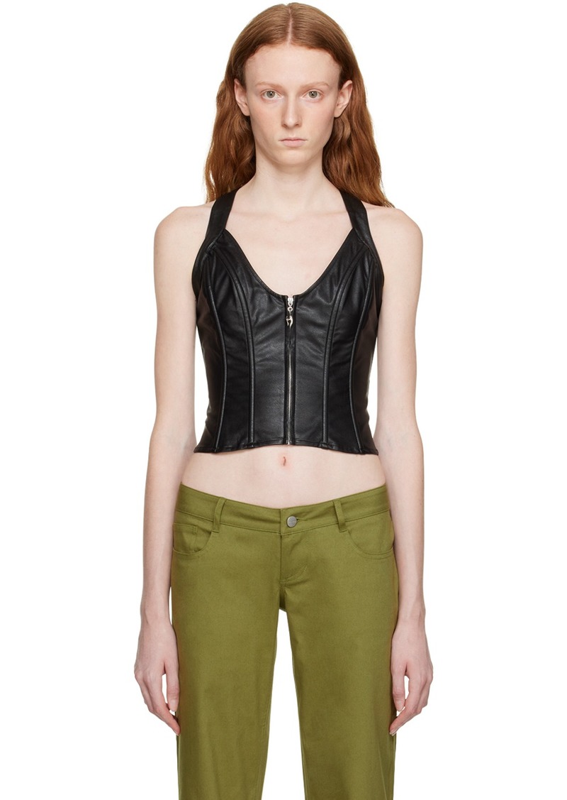 Miaou Black Hannah Jewett Edition Valda Faux-Leather Tank Top