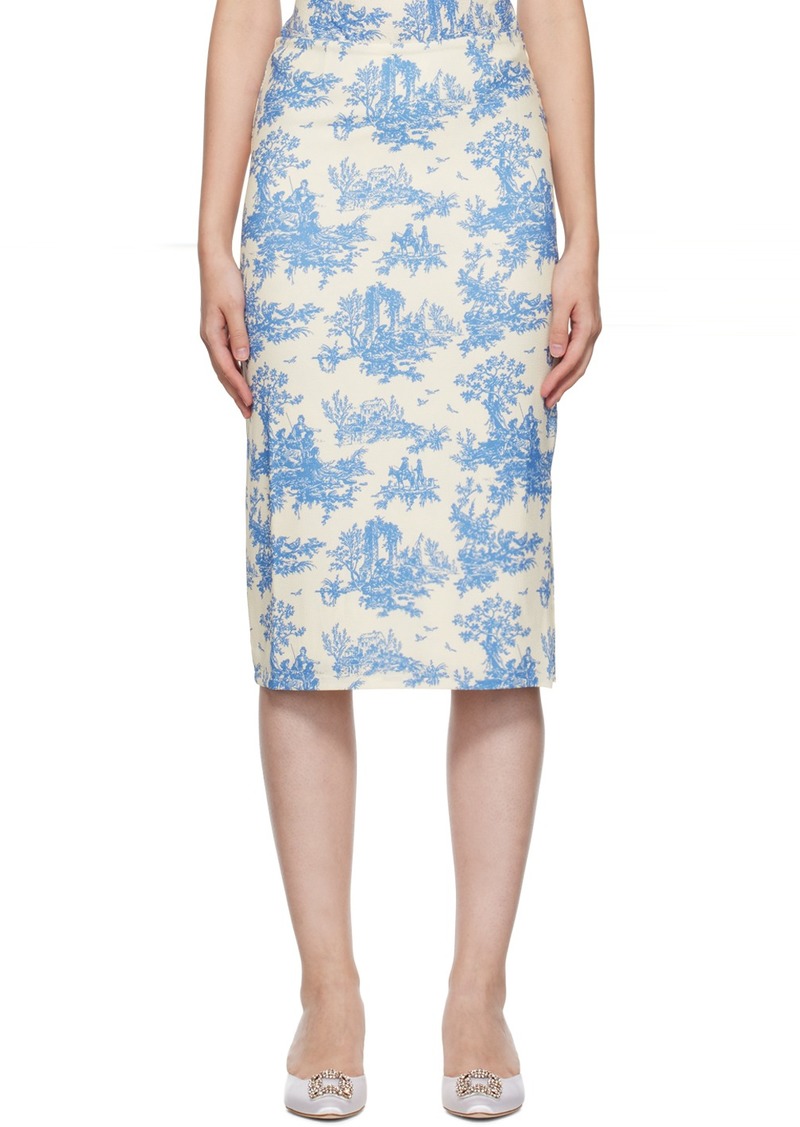 Miaou Blue & White Moni Midi Skirt