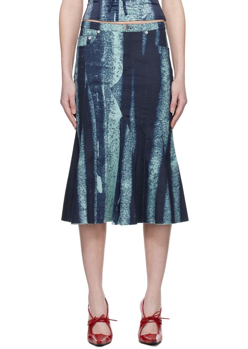 Miaou Blue Gaudi Midi Skirt