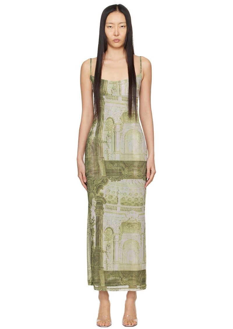 Miaou Green & Off-White Thais Maxi Dress