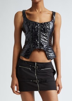 Miaou Kira Quilted Faux Leather Corset Top