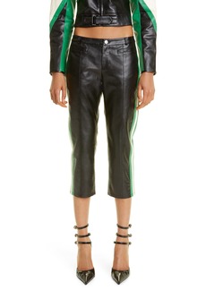 Miaou Stripe Outseam Faux Leather Capri Pants in Black Leather at Nordstrom Rack