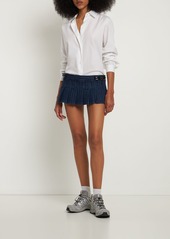 Miaou Ren Pleated Cotton Mini Skirt