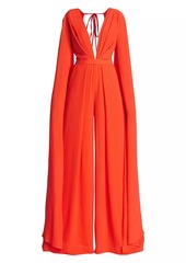 Michael Costello Elvira Wide-Leg Cape-Sleeve Jumpsuit