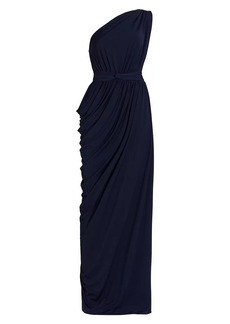 Michael Costello Eternity One-Shoulder Draped Gown