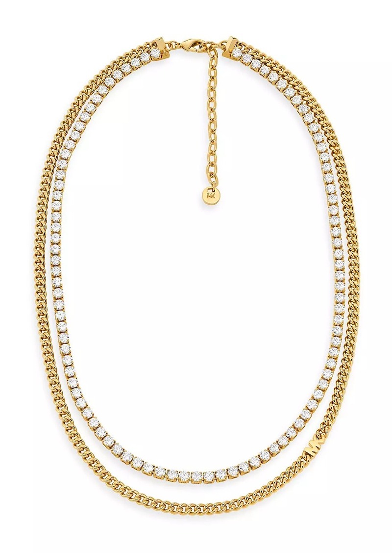 Michael Kors 14K-Gold-Plated & Cubic Zirconia Double-Strand Tennis Necklace