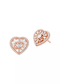 Michael Kors 14K Rose Gold & Cubic Zirconia Heart Stud Earrings