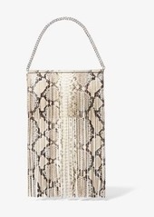 Michael Kors Ali Fringed Python Embossed Leather Clutch