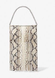 Michael Kors Ali Fringed Python Embossed Leather Clutch