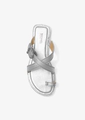 Michael Kors Ashton Metallic Leather Flat Sandal