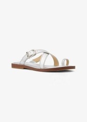 Michael Kors Ashton Metallic Leather Flat Sandal