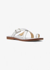 Michael Kors Ashton Metallic Leather Flat Sandal