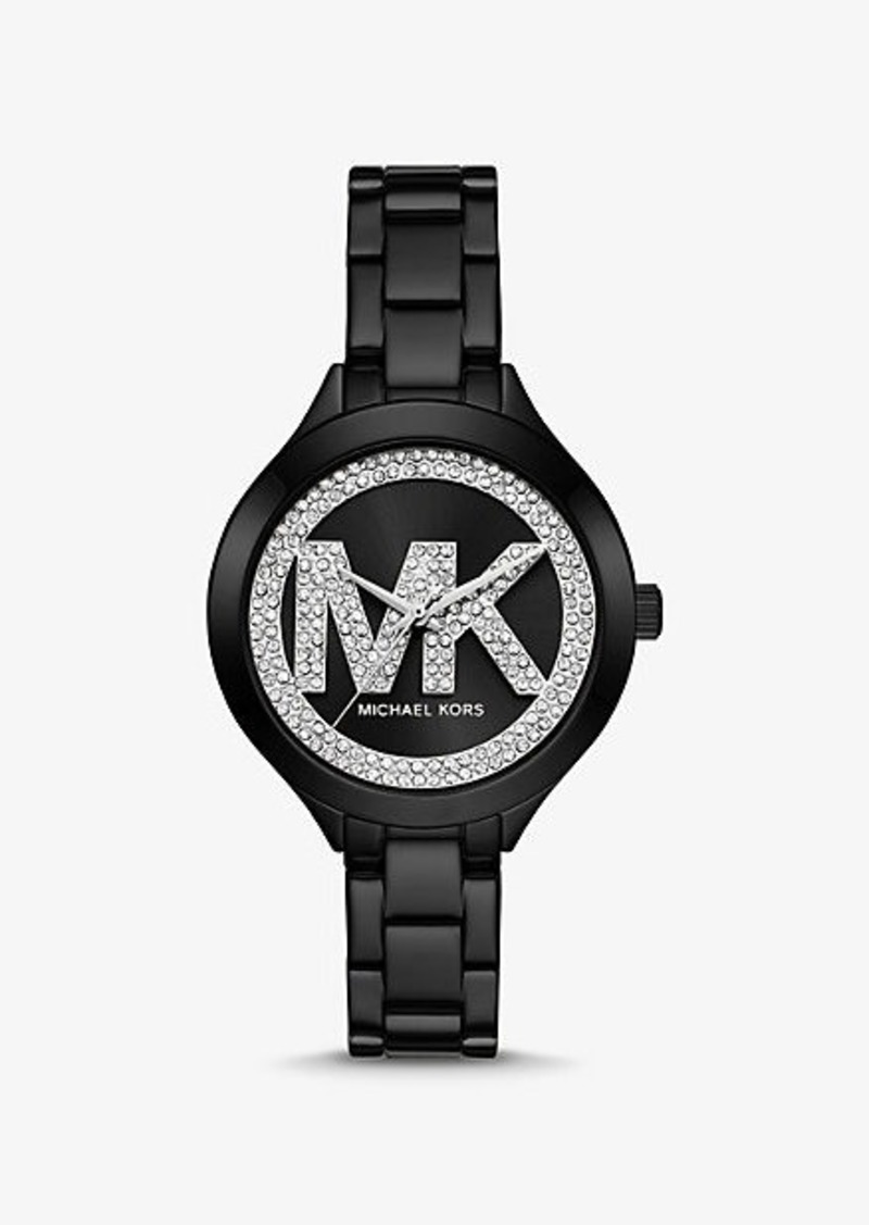 Michael Kors Aspyn Pavé Logo Black-Tone Watch