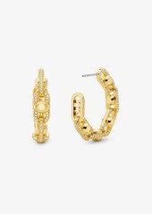 Michael Kors Astor Link Medium Precious Metal-Plated Brass Pavé Hoop Earrings