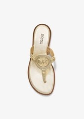 Michael Kors Aubrey Cutout Metallic Leather T-Strap Sandal