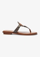 Michael Kors Aubrey Cutout Signature Logo and Leather T-Strap Sandal