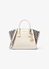 Michael Kors Avril Small Leather and Cheetah Print Calf Hair Satchel