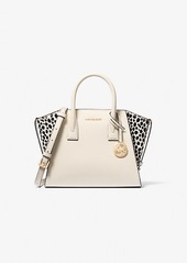 Michael Kors Avril Small Leather and Cheetah Print Calf Hair Satchel