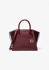 Michael Kors Avril Small Leather and Cheetah Print Calf Hair Satchel