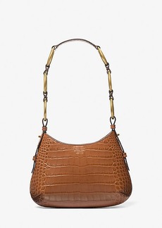 Michael Kors Bardot Mini Crocodile Embossed Patent Leather Hobo Shoulder Bag