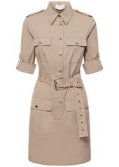 Michael Kors Belted Cotton Poplin Mini Cargo Dress