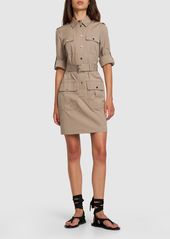 Michael Kors Belted Cotton Poplin Mini Cargo Dress