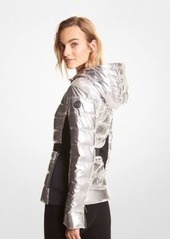 Michael Kors Belted Metallic Puffer Jacket