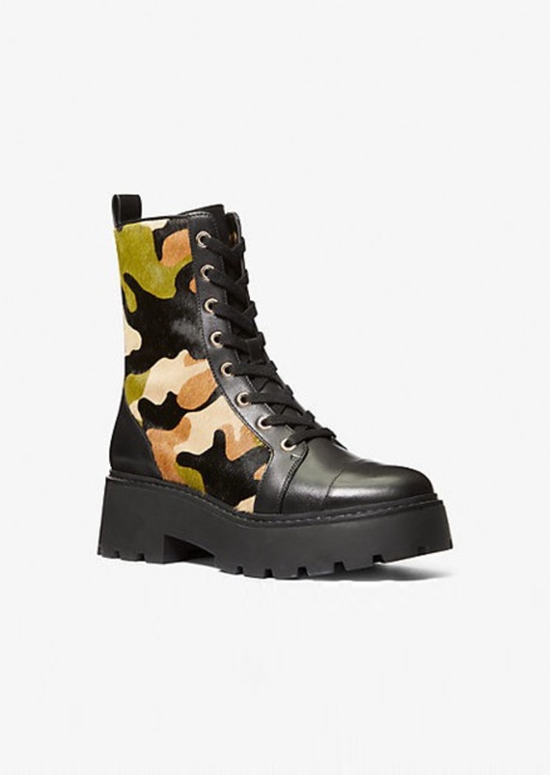 Michael Kors Blake Camouflage Print Calf Hair Combat Boot