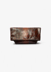 Michael Kors Candice Small Python Embossed Leather Folded Clutch