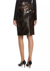 Michael Kors Cargo Distressed Leather Pencil Skirt