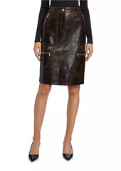 Michael Kors Cargo Distressed Leather Pencil Skirt