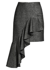 Michael Kors Cascade Metallic Wool Ruffle Mini Skirt