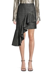 Michael Kors Cascade Metallic Wool Ruffle Mini Skirt
