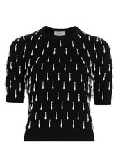 Michael Kors Cashmere Embellished Short-Sleeve Pullover Sweater