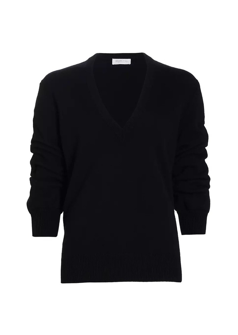 Michael Kors Cashmere Ruched-Sleeve Sweater