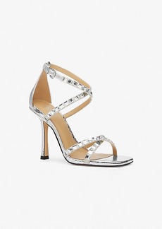 Michael Kors Celia Crystal Embellished Metallic Snake Embossed Sandal