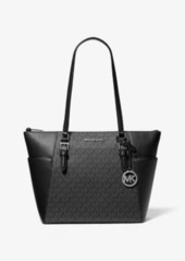 Michael Kors Charlotte Large Logo and Leather Top-Zip Tote Bag