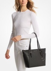 Michael Kors Charlotte Large Logo and Leather Top-Zip Tote Bag