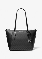 Michael Kors Charlotte Large Logo and Leather Top-Zip Tote Bag